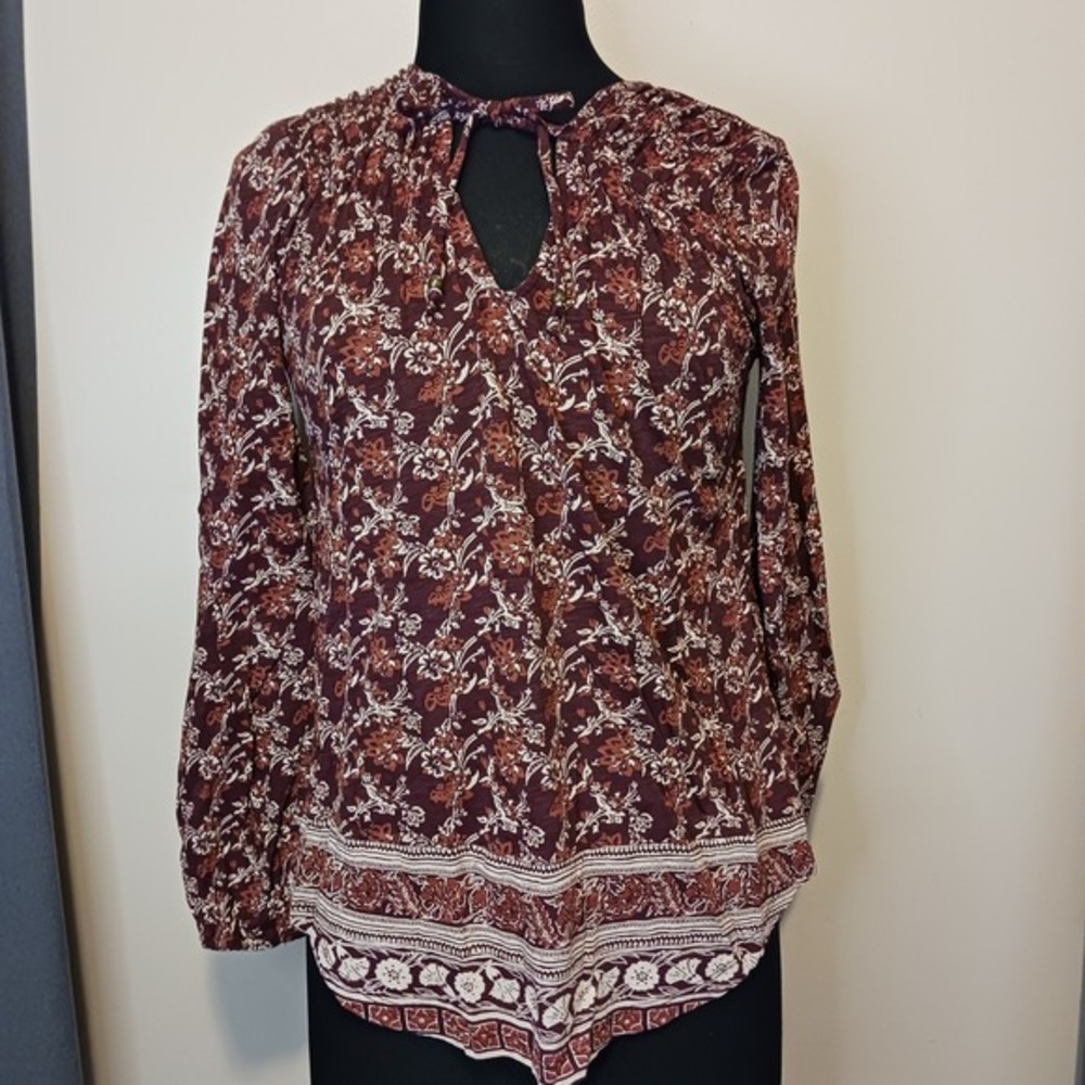 Lucky Brand‎ Floral Long Sleeve Tie Neck Blouse Bohemian Cottagecore 
Small